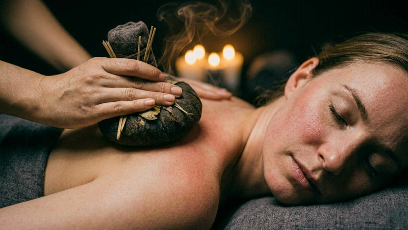 Herbal compressed ball massage